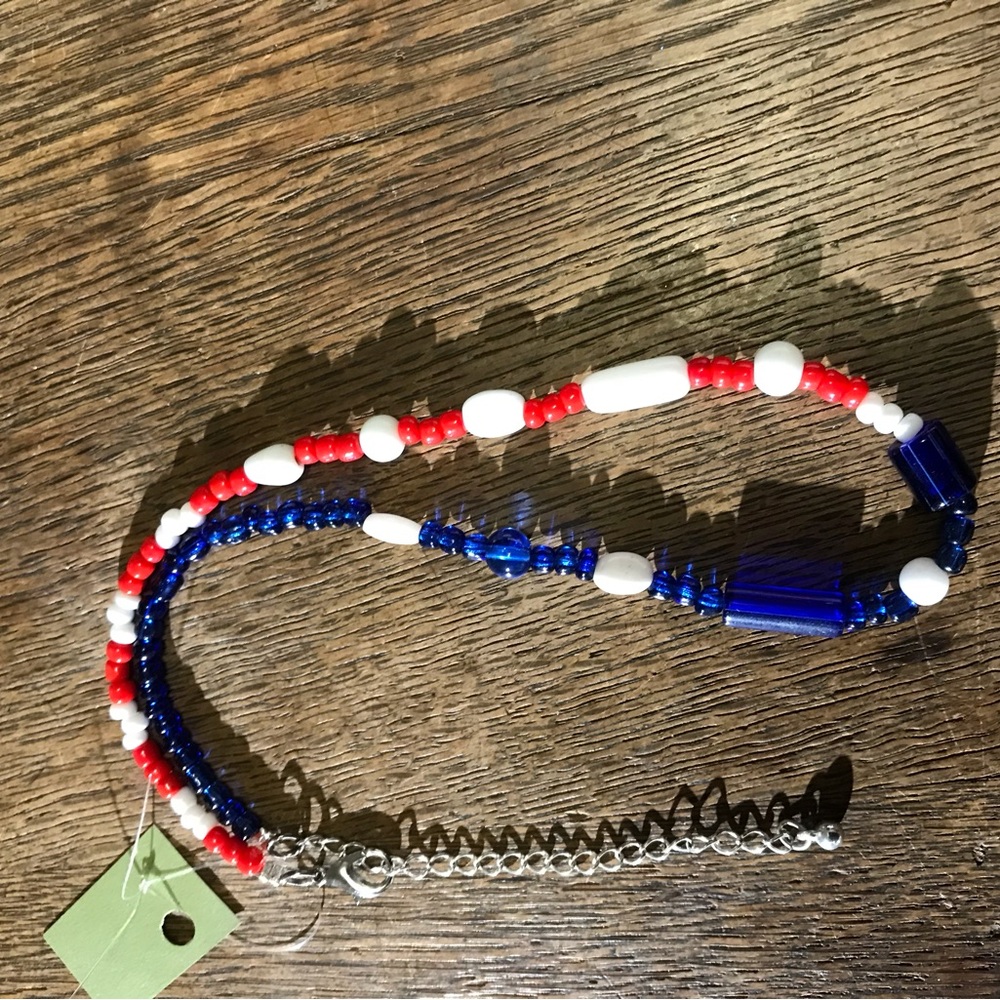 Handmade Unique 4th of July Glass Bead Necklace Americas 250th Bday